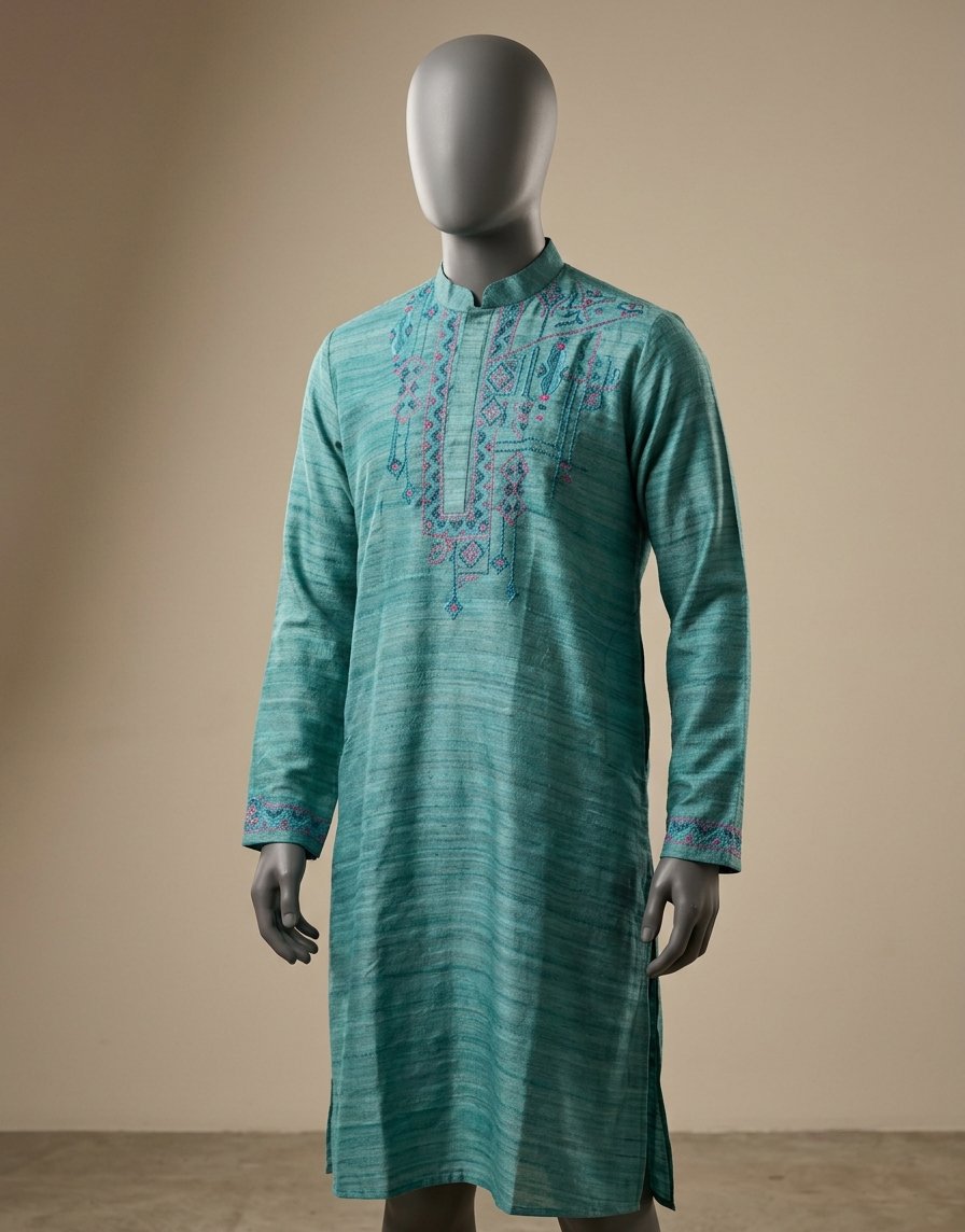 Khadi Panjabi — Slate Grey
